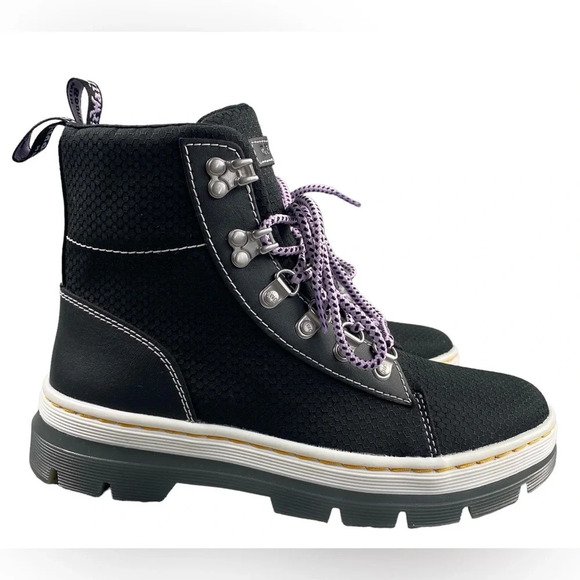 NEW Dr. Martens COMBS‎ WOMEN POLY LEATHER CASUAL BOOTS Lace Up Hiking Pull Tab - Picture 1 of 15